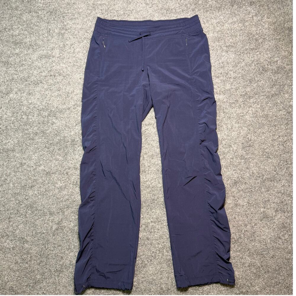 Athleta Navy Utility Travel Pants Women’s Zip Pockets Drawstring Hem Size 6